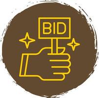 Bid Line Circle Yellow Icon vector