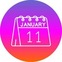 11th of January Line Gradient Circle Icon vector