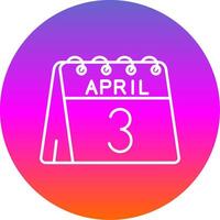 3rd of April Line Gradient Circle Icon vector