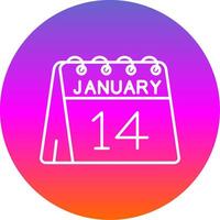 14th of January Line Gradient Circle Icon vector