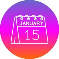 15th of January Line Gradient Circle Icon vector