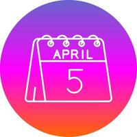 5th of April Line Gradient Circle Icon vector