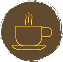 Hot Coffee Line Circle Yellow Icon vector