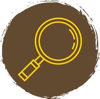 Magnifying Glass Line Circle Yellow Icon vector