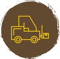 Forklift Line Circle Yellow Icon vector