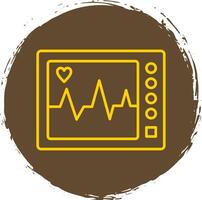 ECG Machine Line Circle Yellow Icon vector