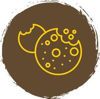 Cookies Line Circle Yellow Icon vector