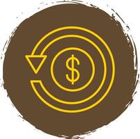 Refund Line Circle Yellow Icon vector