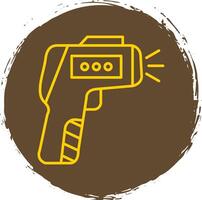 Thermometer Gun Line Circle Yellow Icon vector