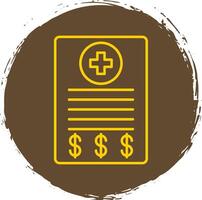 Medical Bill Line Circle Yellow Icon vector