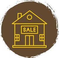 House for Sale Line Circle Yellow Icon vector