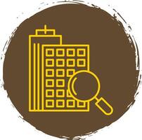 Search Apartment Line Circle Yellow Icon vector