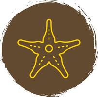estrella de mar línea circulo amarillo icono vector
