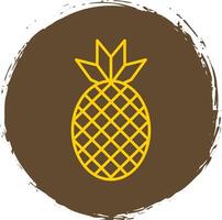 Pineapple Line Circle Yellow Icon vector