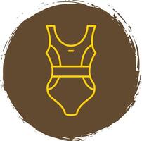 traje de baño línea circulo amarillo icono vector