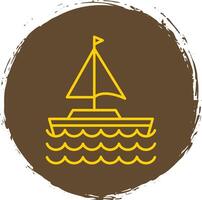 Sail Boat Line Circle Yellow Icon vector