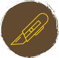 Utility Knife Line Circle Yellow Icon vector
