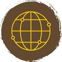 mundo línea circulo amarillo icono vector
