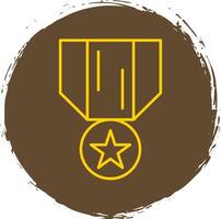 medalla de honor línea circulo amarillo icono vector