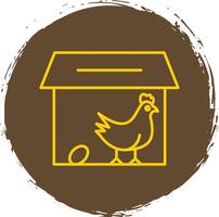 pollo cooperativa línea circulo amarillo icono vector