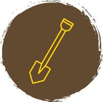 Shovel Line Circle Yellow Icon vector