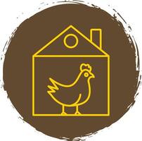 Chicken Line Circle Yellow Icon vector