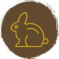Rabbit Line Circle Yellow Icon vector