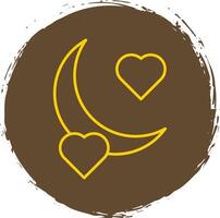 Honey Moon Line Circle Yellow Icon vector