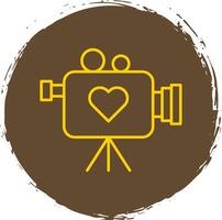 Wedding Video Line Circle Yellow Icon vector