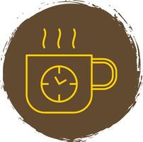 café hora línea circulo amarillo icono vector