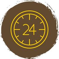 24 Hours Line Circle Yellow Icon vector