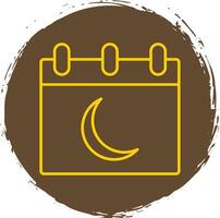 Moon Calendar Line Circle Yellow Icon vector