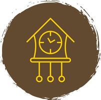 Cuckoo Clock Line Circle Yellow Icon vector