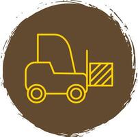 Forklift Line Circle Yellow Icon vector