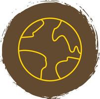 Planet Earth Line Circle Yellow Icon vector