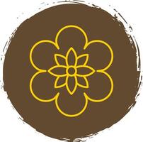 Flower Line Circle Yellow Icon vector