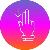 Two Fingers Down Line Gradient Circle Icon vector