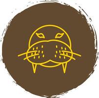 Walrus Line Circle Yellow Icon vector