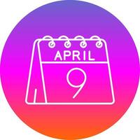 9th of April Line Gradient Circle Icon vector