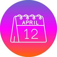 12th of April Line Gradient Circle Icon vector