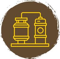 Processing Plant Line Circle Yellow Icon vector