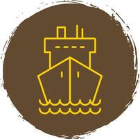 Cargo Ship Line Circle Yellow Icon vector