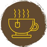 Hot Tea Line Circle Yellow Icon vector