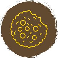 Galleta línea circulo amarillo icono vector