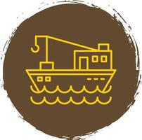 Fishing Boat Line Circle Yellow Icon vector