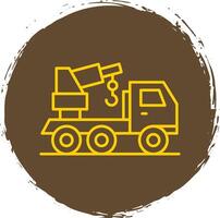 Crane Truck Line Circle Yellow Icon vector