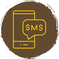 SMS línea circulo amarillo icono vector