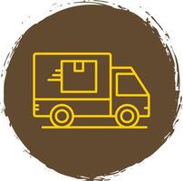 Truck Line Circle Yellow Icon vector