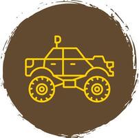 Monster Truck Line Circle Yellow Icon vector