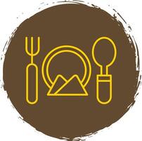 Cutlery Line Circle Yellow Icon vector